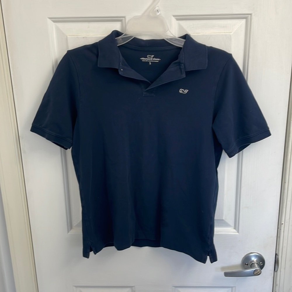 Boys Vineyard Vines short sleeve polo size L (16) navy blue
